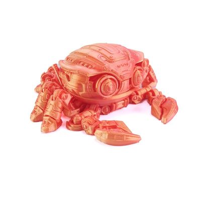 Articulating 3D Printed Cyber Crab Box - Unique Storage Box with Movable Joints | Futuristic Desk Organizer (Red Gold)