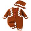 dPois Infant Baby Ginger Bread Costume Outfits Long Sleeve Bodysuit Jumpsuit with Cookie Hats Set Holiday Dress Up Brown 6-12 Months view 1