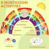 5FT Large Sunshine Rainbow Wooden Activity Wall Panel Christmas Gift Educational Montessori Toy for Toddler Kids Interactive Sensory Activity Busy Board Daycare Learning Center Toddler Room Decor view 3
