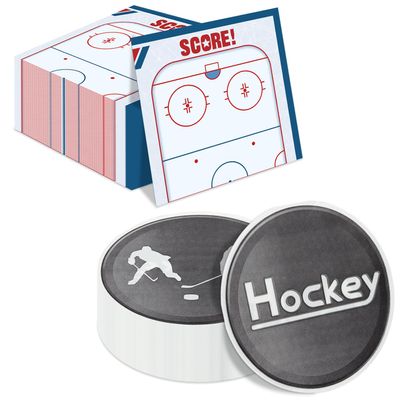100Pcs Hockey Napkins - 13 x 13 Inches Ice Hockey Napkins, Hockey Party Favor Paper Napkins for Kids Fans Sports Hockey Party Decorations Hockey Party Supplies