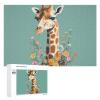 1000 PCS Jigsaw Puzzles Giraffe with Flowers Wooden Puzzle Personalized Picture Puzzle Family Decoration Puzzles for Adults Challenging Puzzle Family Wedding Graduation Present view 1
