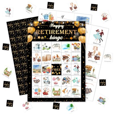 Retirement Bingo Games, Retirement Bingo Cards, Retirement Party Favors, Retirement Party Supplies, Happy Retirement Party Favors, Retirement Theme Party Game For Adults Family, 24 Bingo Cards, B005
