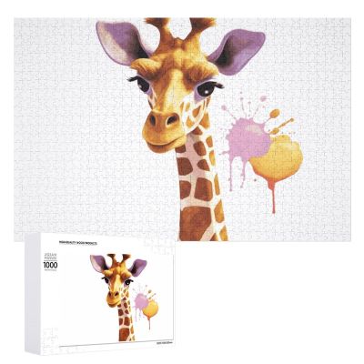1000 PCS Jigsaw Puzzles Giraffe Wooden Puzzle Personalized Picture Puzzle Family Decoration Puzzles for Adults Challenging Puzzle Family Wedding Graduation Present