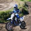 350W Motor Dirt Bike Electric Motocross Off-Road Bike for Age 13+, Up to 45 Minutes Continuous Ride Time, 10" Air-Filled Tires, Hand-Operated Rear Brake, Twist Grip Throttle, Chain-Driven Motor Blue view 3