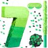 WinnerWhy Number Piata Decorations 16 Inch Gradient Green Piata with Blindfold Stick and Confetti for Birthday Baby Shower Safari Jungle Themed Party Supplies Centerpiece(Number 7) view 1