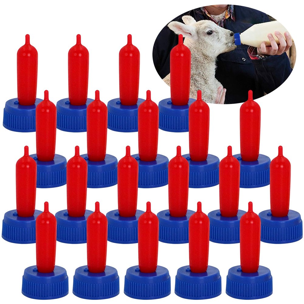 20-PCS Goat Nipples Nipple Soft Rubber Pacifier for Feeding Pup Foal Calf Small Animal Screw On Sprite Coke Soda Bottle (Blue)