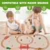 Wooden Train Set for Kids Ages 4-8, Wood Train Track with Magnetic Toy Train Accessories for Toddlers 3-5 Year Old Boy & Girl, Railway Set Road Sign Fit Major Brand Christmas Toy (40 Pieces) view 2