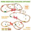Wooden Train Set for Kids Ages 4-8, Wood Train Track with Magnetic Toy Train Accessories for Toddlers 3-5 Year Old Boy & Girl, Railway Set Road Sign Fit Major Brand Christmas Toy (40 Pieces) view 4