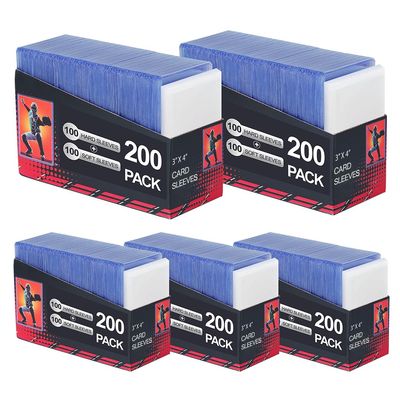 1000 Card Sleeves Clear Loads for Cards,3"X4" Baseball Card Protectors Sleeves for Cards,Hard Plastic Card Holder for Trading Sports Football Game Cards (500 Hard Sleeves+500 Penny Sleeves)