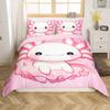 Manfei Kawaii Axolotl Kids Duvet Cover Set Toddler Size, Pink Axolotl Princess Bedding Set for Girls Room Decor, Cute Animal Comforter Cover, Lightweight Bedspread Cover, 1 Pillowcase, No Comforter view 3