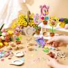 24 Sets Spring Wooden Crafts Bulk Flower DIY Picture Frame Kit Unfinished Solid Wooden Flower Shape Picture Frames Crafts with Gems Stickers Paint Brush for Spring Mother's Day Party(Tulip) view 2