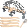 9 Pcs Train Bridge Model Wooden Train Suspension Bridges Tracks Grey Crossing Track Bridge Wooden Train Ascending Descending Tracks for Kids Accessories Scene Layout Props view 1