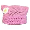 Cat Ear Hat for Teens Autumn Winter Knitted Hat Unique Striped Photography Props Knitted Skull Hat Handmade Light Red view 1