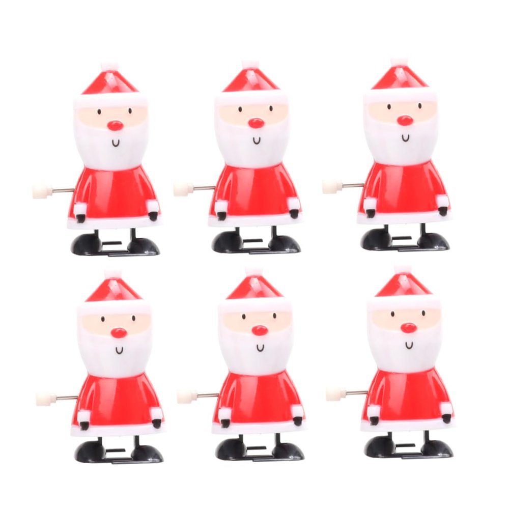 VICASKY 6Pcs Christmas Wind Up Toys Santa Claus Clockwork Toys Fun Red Christmas Cartoon Figures