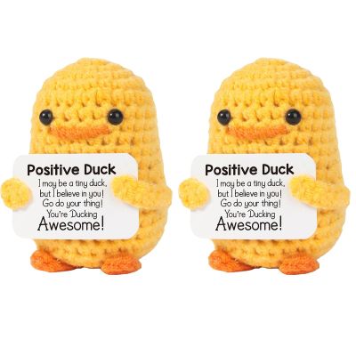 2 PCS Handmade Emotional Support Pickled Duck,Knitting with Positive Words, Emotional Support Nuggets Squishmallow Pickle Birthday Gifts for Home Office Desktop Decor (Duck)