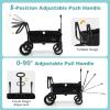 BABY JOY Wagon Stroller for 2 Kids, Collapsible Push Pull Double Stroller Wagon with Adjustable Handle Bar, Removable Canopy, Safety Harness, Cup Holder, Snack Tray & Storage Bag (Black) view 2