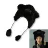 BLULILY Furry Cartoon Head Covering with Pompoms for Outdoor Sports Furry Hat with Ear Oversized Headgear Hat for Winter view 2