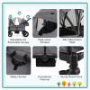 BABY JOY Wagon Stroller for 2 Kids, Collapsible Push Pull Double Stroller Wagon with Adjustable Handle Bar, Removable Canopy, Safety Harness, Cup Holder, Snack Tray & Storage Bag (Gray) view 4