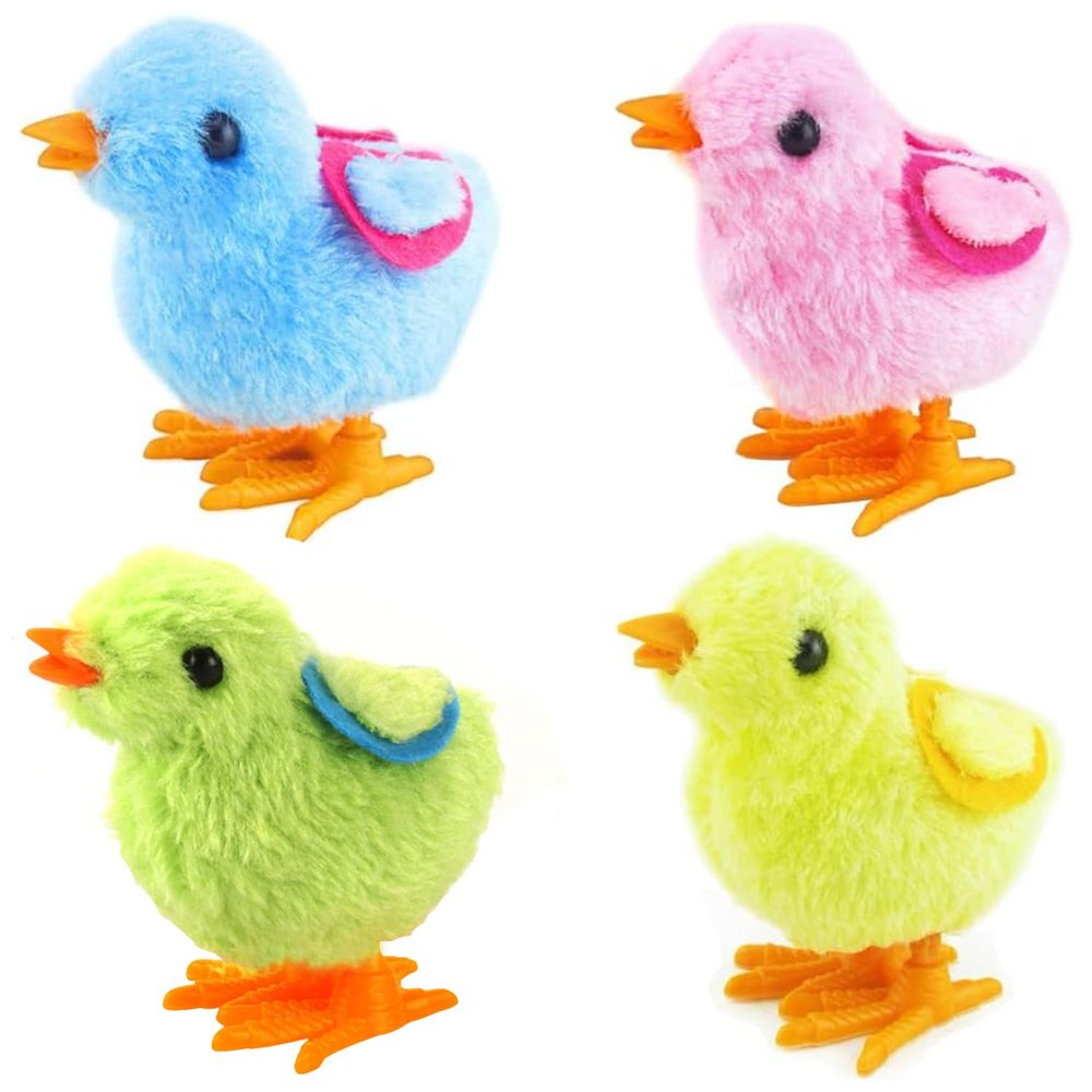 Audaisyly Chick Bunny Wind Up Toys for Kids, 4 PCS Clockwork Novelty Jumping Hopping Toy for Easter Egg Hunt Basket Stocking Party Birthday Gift