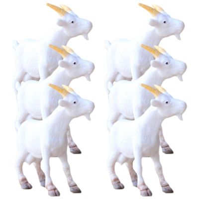 IMIKEYA 6Pcs Miniature Goat Figurines Realistic Plastic Mini Goats Animal Farm Animal Figurine for Micro Landscape, Fairy Garden, Potted Plant Accessories, Cake Topper