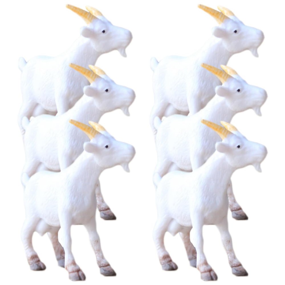 IMIKEYA 6Pcs Miniature Goat Figurines Realistic Plastic Mini Goats Animal Farm Animal Figurine for Micro Landscape, Fairy Garden, Potted Plant Accessories, Cake Topper