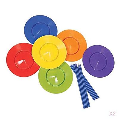 2X Plates Sticks Set Trick Juggling Sports Game Fun Performance Props Indoor