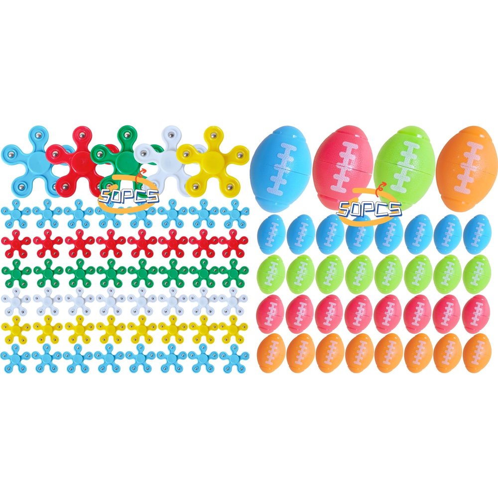 50 Pcs Fidget Spinners +50 Pcs Football Fidget Spinner Party Favors for Kids- Return Gifts-Goodie Bags Stuffers-Classroom Prizes-Birthday Party Games