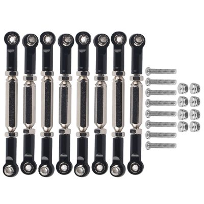 8 PCS Metal Pull Rod, Steering Servo Link Linkages Arm Tie Rod, Ends Servo Link Rod, Ends Connector Compatible with WPL B14 C14 C24 C 14K C 24K MN 90 MN 91 MN 45 MN 96 MN 99 1/16 (Black)