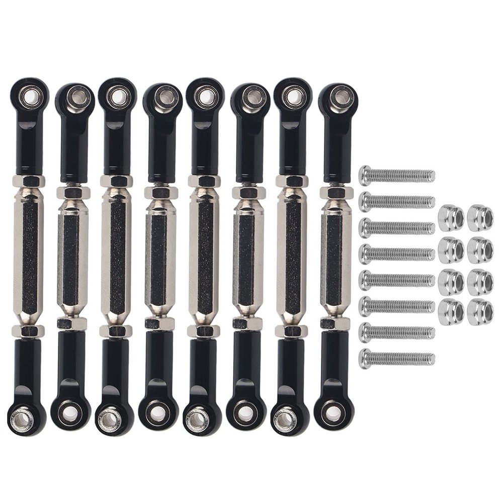 8 PCS Metal Pull Rod, Steering Servo Link Linkages Arm Tie Rod, Ends Servo Link Rod, Ends Connector Compatible with WPL B14 C14 C24 C 14K C 24K MN 90 MN 91 MN 45 MN 96 MN 99 1/16 (Black)
