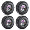 4PCS 1.9'' Aluminum Rim Rubber Crawler Tires Rock Terrain Wheels Tyres 118x38mm RC Replacement Parts for SCX10 90046 TRX4 1/10 RC Climbing Car, Colorful view 4