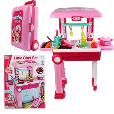 eBigValue Kids Play Kitchen Set with Lights and Sounds, Featuring 30 Accessories, Storage, and Interactive Features  Ideal Toy Kitchen for Toddlers Aged 3-12 Years