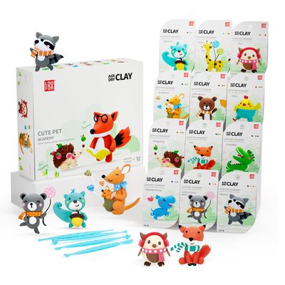 LOUFOR Air Dry Clay Kits - Modeling Clay for Kids, Ultra Light & Soft, Safe & Non-Toxic, 12 Boxes DIY Model Magic Clay with Sculpting Tools & Tutorials, Creatible Art Crafts Toys Gifts Boys Girls