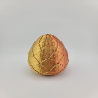 Hatchable Blind Box Leaf Pattern Dragon Egg with Small Dragon (Gold-Silver-Copper)