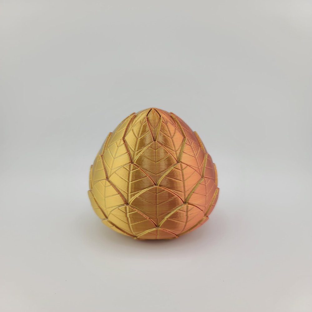 Hatchable Blind Box Leaf Pattern Dragon Egg with Small Dragon (Gold-Silver-Copper)