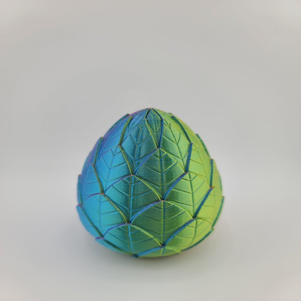 Hatchable Blind Box Leaf Pattern Dragon Egg with Small Dragon (Yellow-Blue-Red)