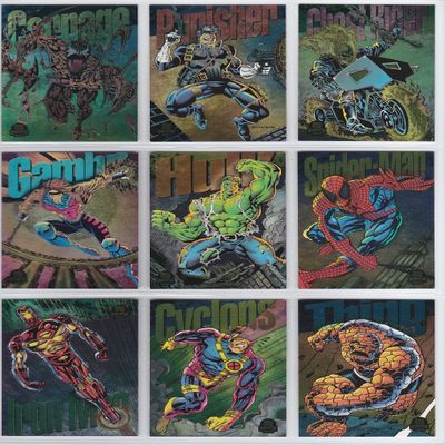 1994 Fleer Marvel Universe V Powerblast Insert Chase Set of 9 Cards NM/M Spider-Man,