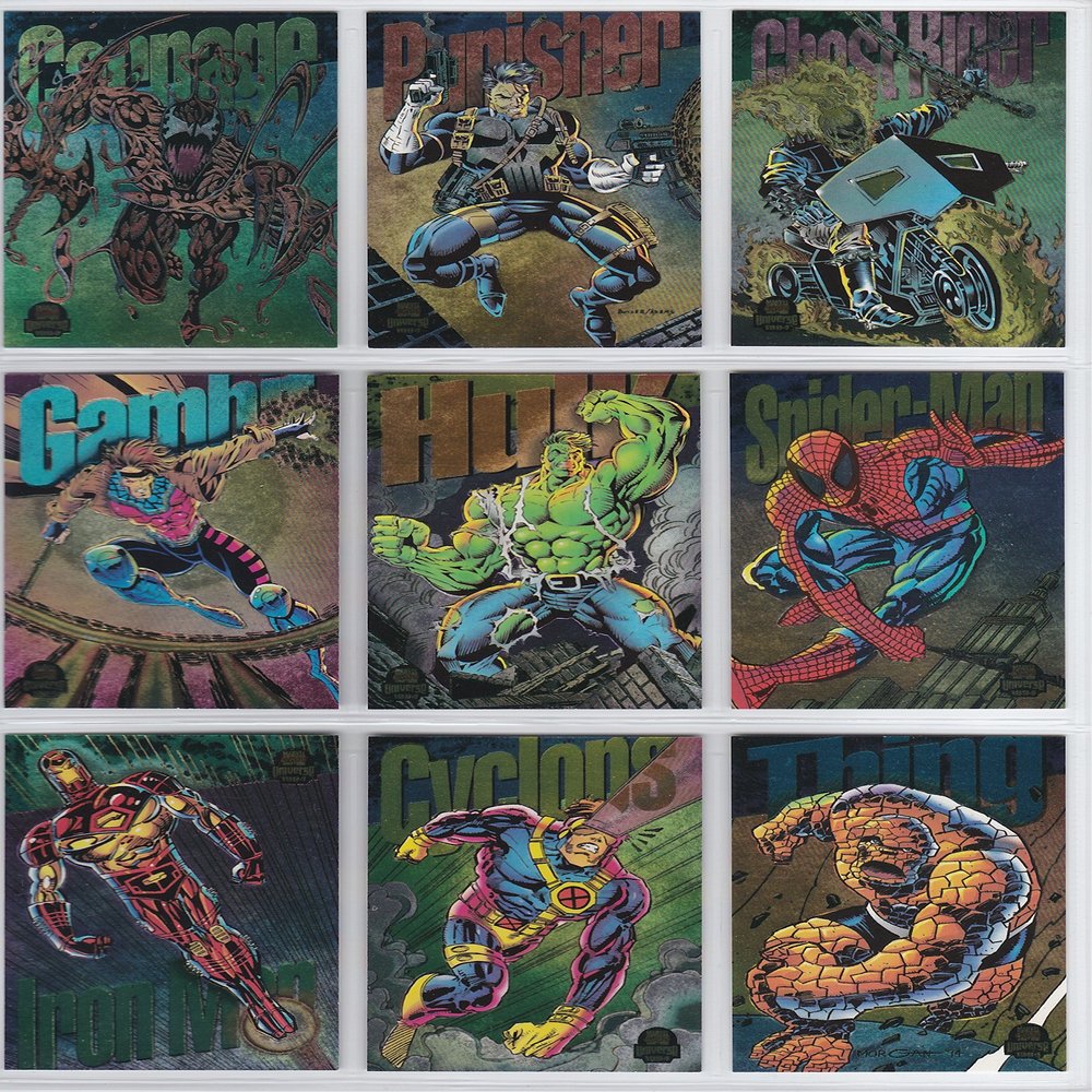1994 Fleer Marvel Universe V Powerblast Insert Chase Set of 9 Cards NM/M Spider-Man,