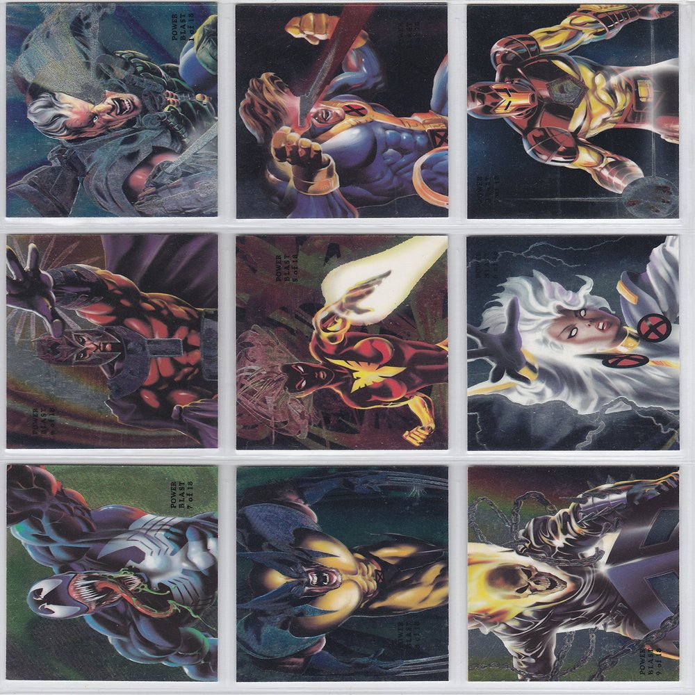 1994 Marvel Flair Inaugural Ed. Powerblast Insert Chase Set of 18 Cards NM/M Spider-Man, Wolverine