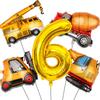 Construction Birthday Party Supplies 6 Year Old, Large Construction Balloons 40Inch Gold Number 6 Balloons Construction Truck Foil Balloons for Boys 6th Construction Birthday Party Decorations view 1