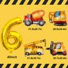 Construction Birthday Party Supplies 6 Year Old, Large Construction Balloons 40Inch Gold Number 6 Balloons Construction Truck Foil Balloons for Boys 6th Construction Birthday Party Decorations view 2