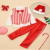 ACSUSS Xmas Santa Claus Cosplay Costume for Little Boys Button Shirt Trousers Stripe Waistcoat with Christmas Hat Red 3-4 Years view 2