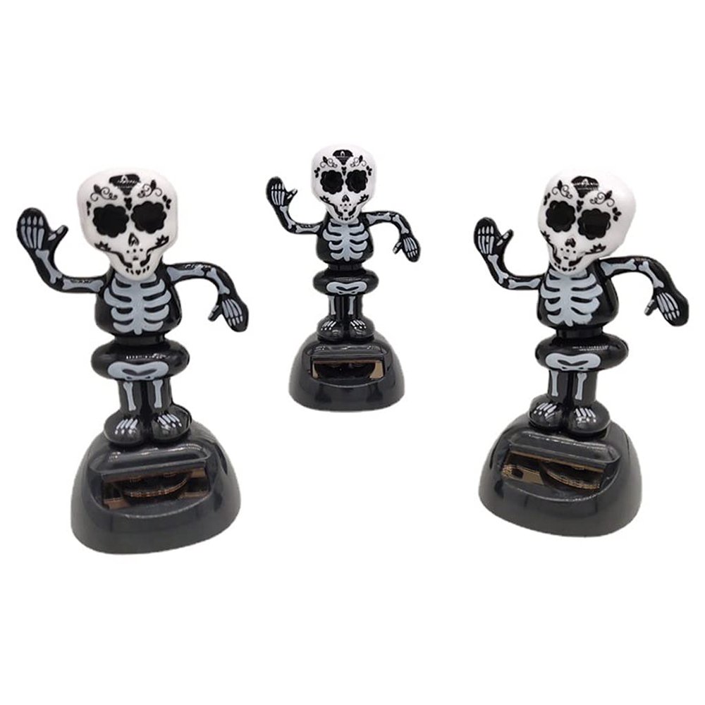DRAGONRUN 3 Pcs Car Dashboard Decorations for Creative Skeleton Ornament for Girls Boys Home Decor Gifts Solar Powered