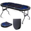 VEVOR 8 Player Poker Table Foldable, Portable Folding Card Board Game Table, Casino Leisure Table, Blackjack Texas Holdem Table with Padded Rails and Stainless Steel Cup Holders,Blue (72 in) view 1