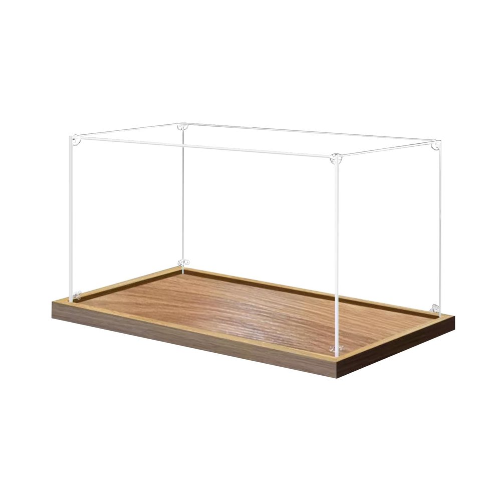 2cm Walnut Wood Grain Display Box, Coffee Black high-end countertop Display Box, Suitable for Gundam PG1/60 Gundam Strike Assassin, 3mm Thick Transparent Display Cabinet (Wood Grain + 3MM)