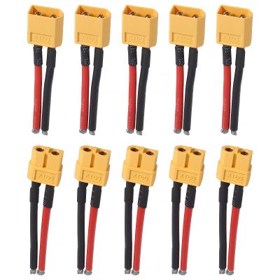 5 Pairs XT60 Plug Connectors Female and Male XT60 Connector 14AWG Silicon Wire 57MM/2.24inch for RC Cars Drone Boat(5 Female and 5 Male)