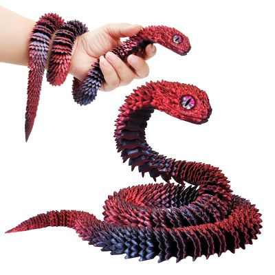 3D Printed Animals Snake, 30 Inch Surprise Mystery Fidget Anaconda Toy, Fake Python Statue with Realistic Eyes3-D Print Articulated Viper Collectible for Home Office Executive Desk Decoration