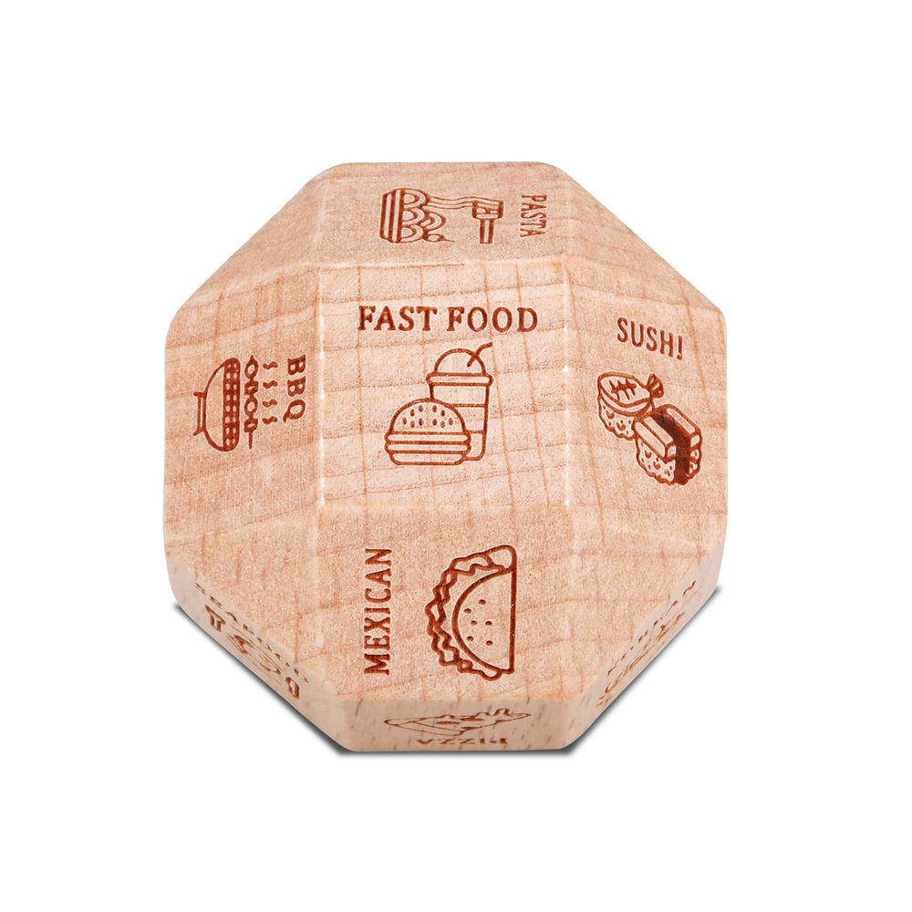 5 Year Anniversary Wood Gifts for Him Her - Date Night Idea Anniversary Dice for Husband Wife Boyfriend Girlfriend Funny Gag Food Gifts for Husband Wife Him Her Food Decision Dice 18 Sided
