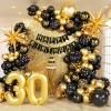 114pcs 30th Birthday Decorations for Him, 30th Birthday Decorations with 30th Birthday Banner Black Gold Confetti Birthday Balloons for 30 Year Old Birthday Decorations view 1