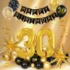114pcs 30th Birthday Decorations for Him, 30th Birthday Decorations with 30th Birthday Banner Black Gold Confetti Birthday Balloons for 30 Year Old Birthday Decorations view 4