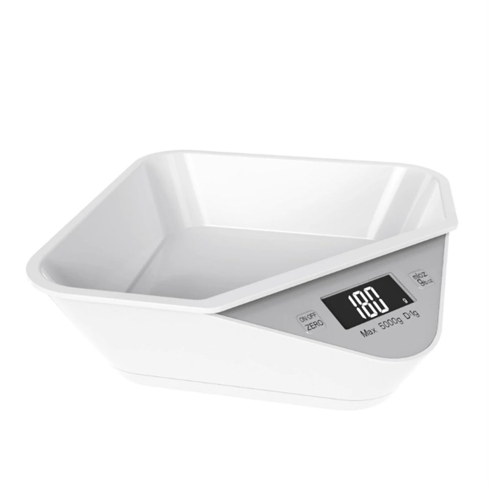 10KG/1g Pet Scale Cat Dog Food Scale with Basin Digital Kitchen Scale Waterproof Baby Infant Weight Scale Easy Clean Tray Scale(White 5KG-1g(Style3))